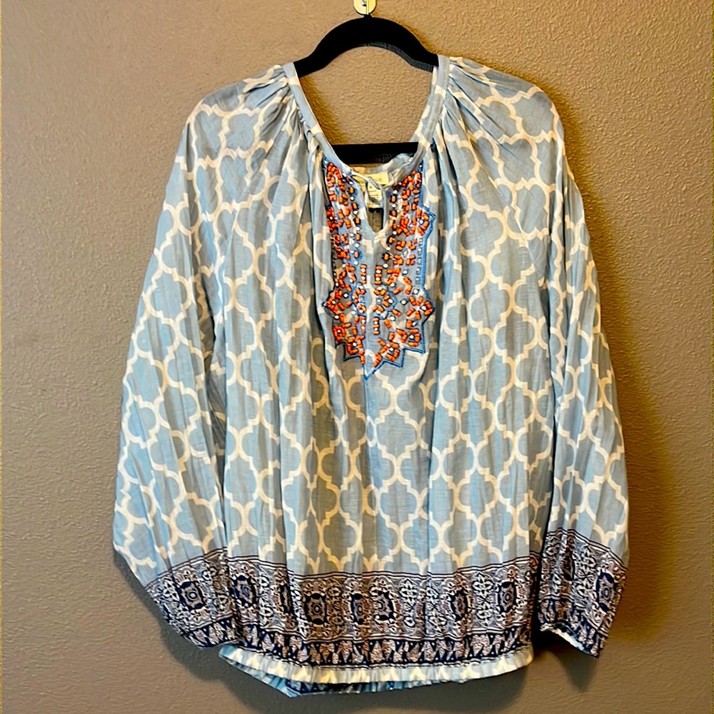 Sundance Boho tunic top with orange beadwork